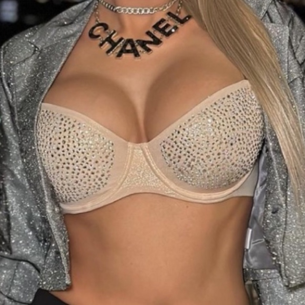 Victoria's Secret Beige Bra with Silver Accents